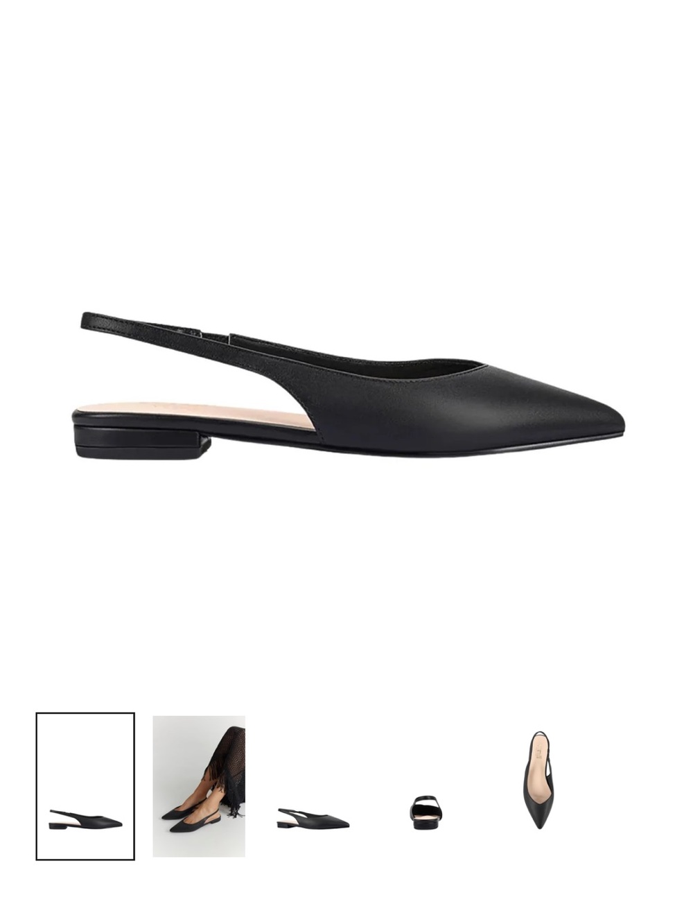 Women's Black Pointed Slingback Flats